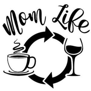 Mom life coffee wine Vinyl Decal sticker 5” black